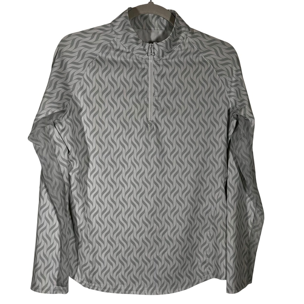 Sport Haley Women's Quarter Zip Long mesh Sleeve Golf Top Grey White Geometric